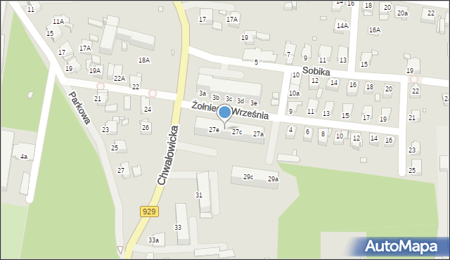 Rybnik, Chwałowicka, 27d, mapa Rybnika