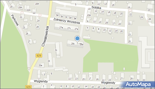 Rybnik, Chwałowicka, 29b, mapa Rybnika