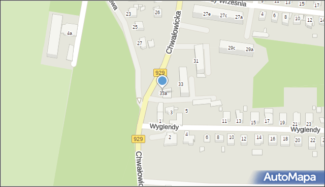 Rybnik, Chwałowicka, 33a, mapa Rybnika