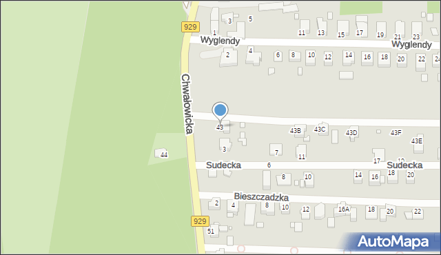 Rybnik, Chwałowicka, 43, mapa Rybnika