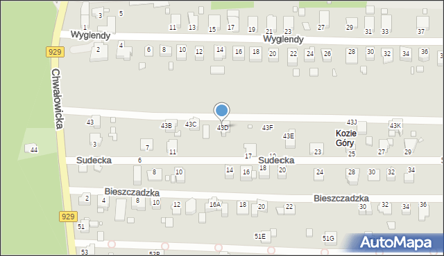 Rybnik, Chwałowicka, 43D, mapa Rybnika