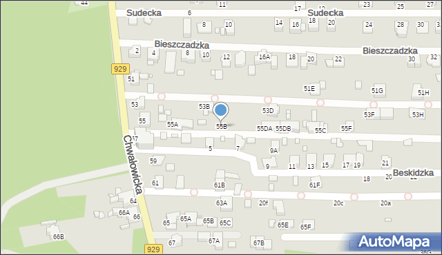 Rybnik, Chwałowicka, 55B, mapa Rybnika