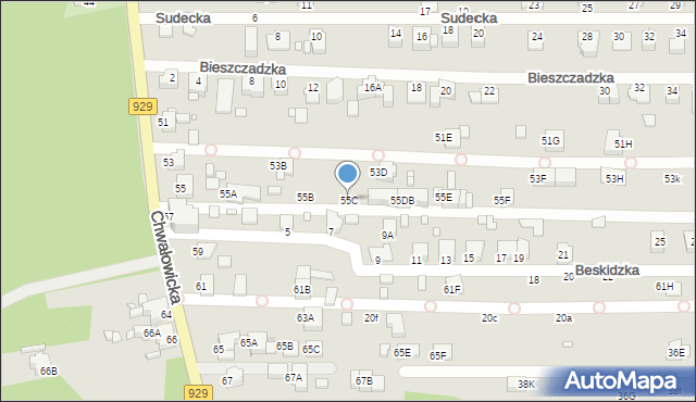 Rybnik, Chwałowicka, 55C, mapa Rybnika