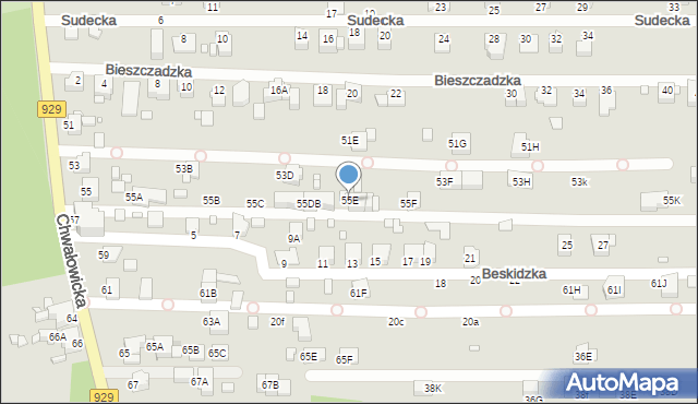 Rybnik, Chwałowicka, 55E, mapa Rybnika