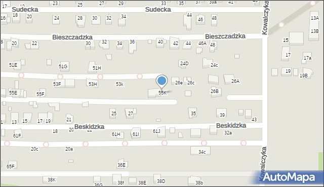 Rybnik, Chwałowicka, 55K, mapa Rybnika