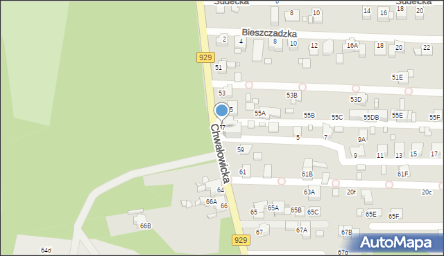 Rybnik, Chwałowicka, 57, mapa Rybnika