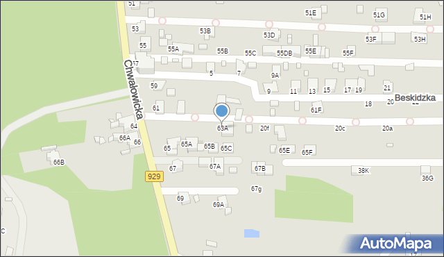 Rybnik, Chwałowicka, 63A, mapa Rybnika