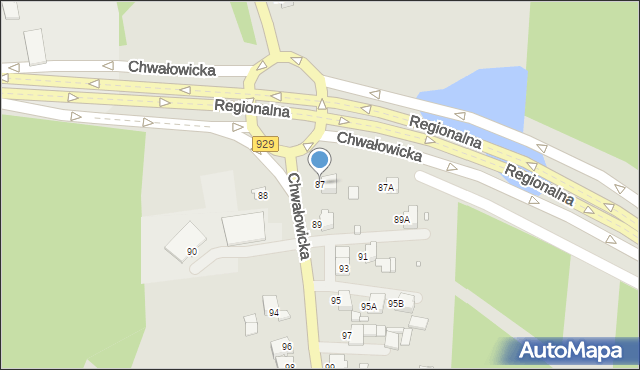 Rybnik, Chwałowicka, 87, mapa Rybnika