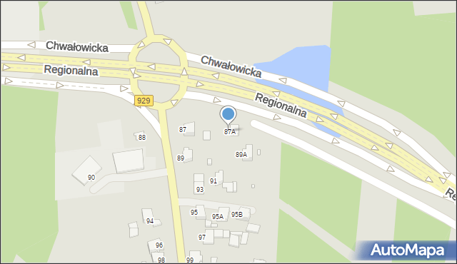 Rybnik, Chwałowicka, 87A, mapa Rybnika