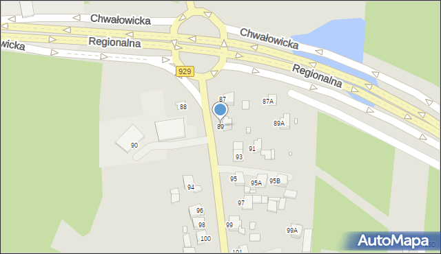 Rybnik, Chwałowicka, 89, mapa Rybnika