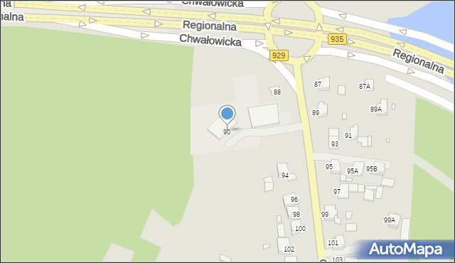 Rybnik, Chwałowicka, 90, mapa Rybnika