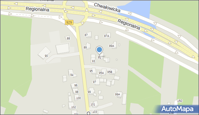 Rybnik, Chwałowicka, 91, mapa Rybnika