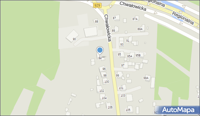 Rybnik, Chwałowicka, 94, mapa Rybnika