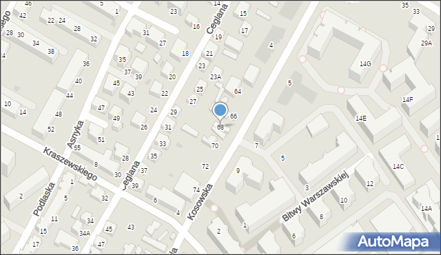 Siedlce, Chełmońskiego Józefa, 68, mapa Siedlce