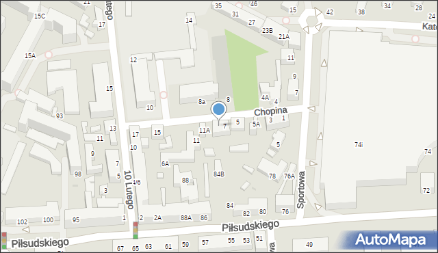 Siedlce, Chopina Fryderyka, 9, mapa Siedlce
