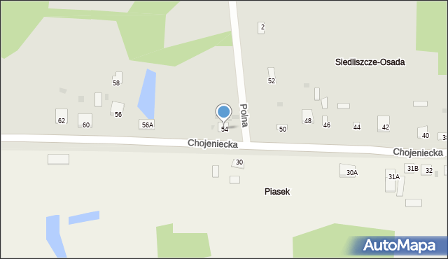 Siedliszcze, Chojeniecka, 54, mapa Siedliszcze