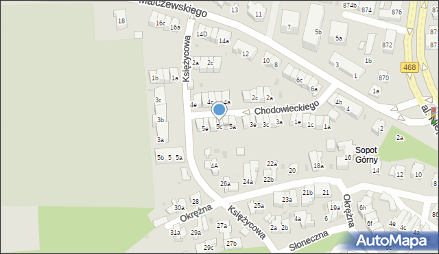 Sopot, Chodowieckiego Daniela, 5c, mapa Sopotu