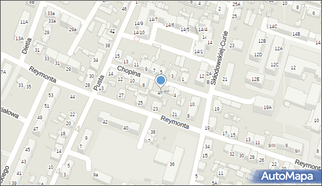 Sosnowiec, Chopina Fryderyka, 4/I, mapa Sosnowca