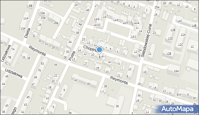 Sosnowiec, Chopina Fryderyka, 8, mapa Sosnowca