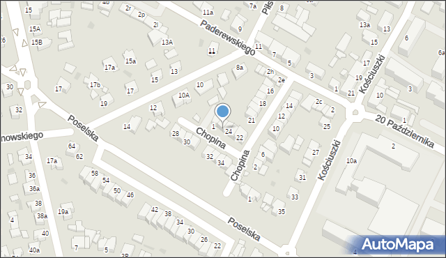 Środa Wielkopolska, Chopina Fryderyka, 25, mapa Środa Wielkopolska