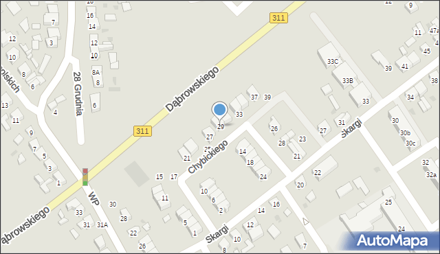 Stęszew, Chybickiego Wawrzyńca, ks., 29, mapa Stęszew