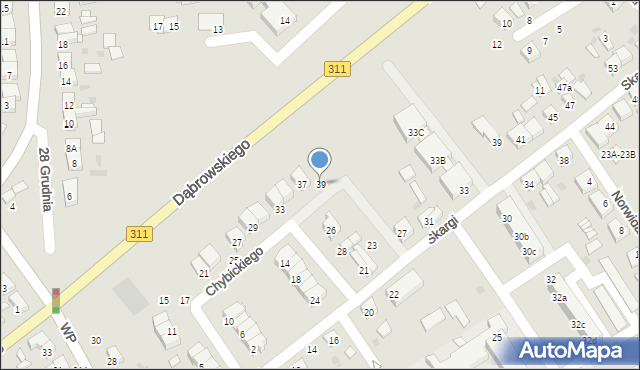 Stęszew, Chybickiego Wawrzyńca, ks., 39, mapa Stęszew