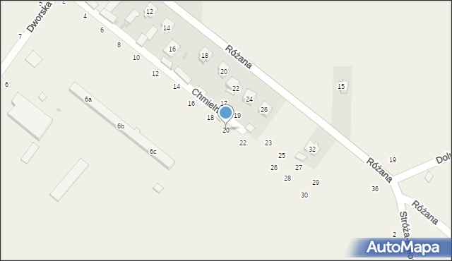 Stróża-Kolonia, Chmielna, 20, mapa Stróża-Kolonia