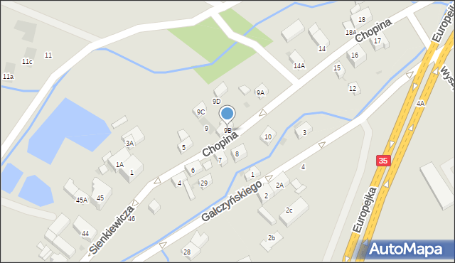 Szczawno-Zdrój, Chopina Fryderyka, 9B, mapa Szczawno-Zdrój