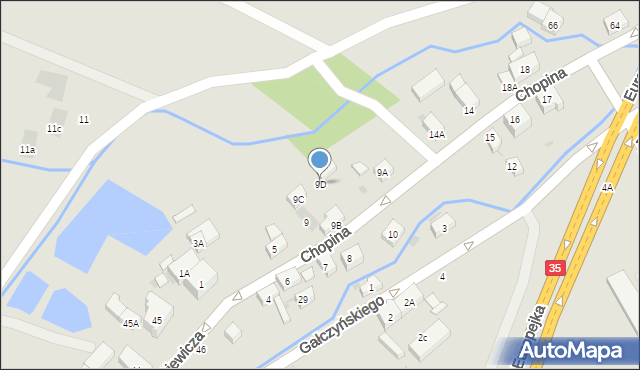 Szczawno-Zdrój, Chopina Fryderyka, 9D, mapa Szczawno-Zdrój