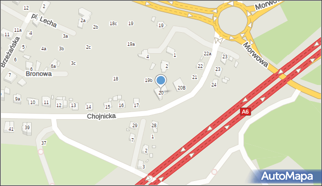 Szczecin, Chojnicka, 20, mapa Szczecina