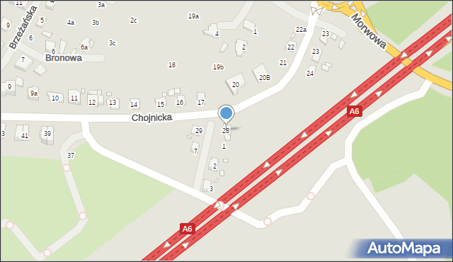 Szczecin, Chojnicka, 28, mapa Szczecina