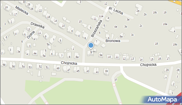 Szczecin, Chojnicka, 9, mapa Szczecina