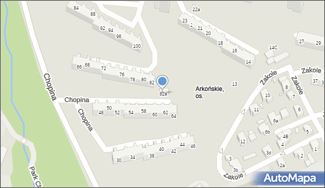 Szczecin, Chopina Fryderyka, 82a, mapa Szczecina