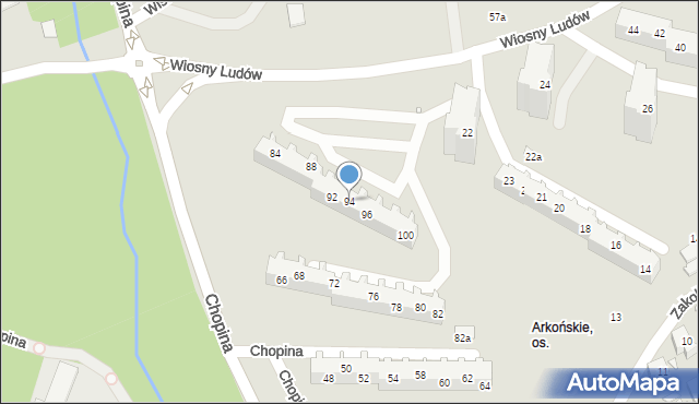 Szczecin, Chopina Fryderyka, 94, mapa Szczecina