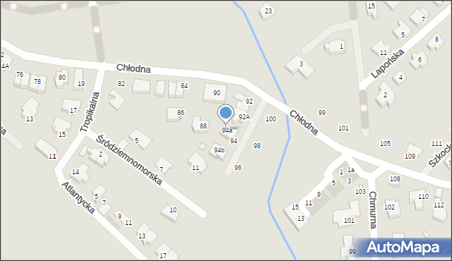 Szczecin, Chłodna, 94a, mapa Szczecina