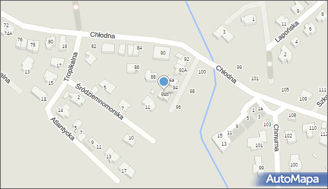 Szczecin, Chłodna, 94b, mapa Szczecina