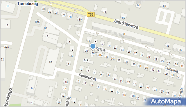 Tarnobrzeg, Chopina Fryderyka, 26, mapa Tarnobrzegu