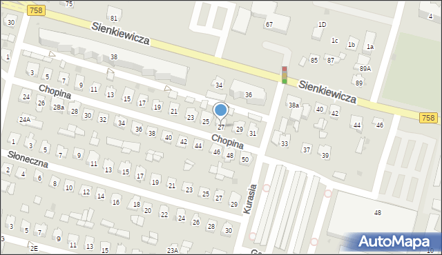 Tarnobrzeg, Chopina Fryderyka, 27, mapa Tarnobrzegu