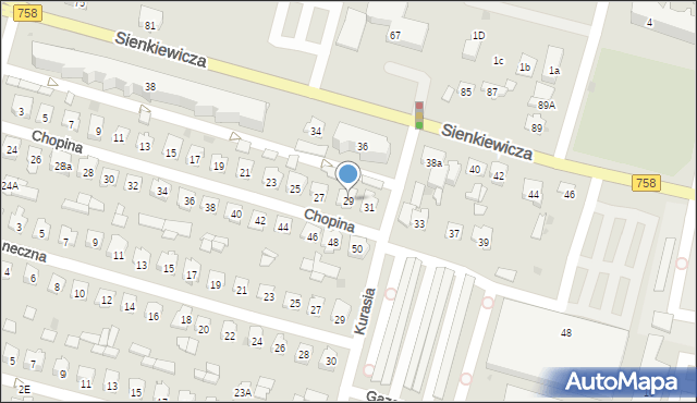 Tarnobrzeg, Chopina Fryderyka, 29, mapa Tarnobrzegu