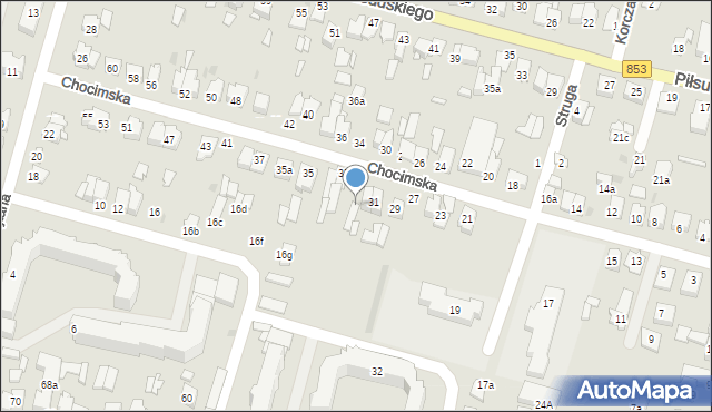 Tomaszów Lubelski, Chocimska, 33b, mapa Tomaszów Lubelski