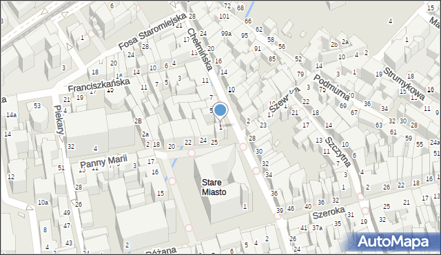 Toruń, Chełmińska, 1, mapa Torunia