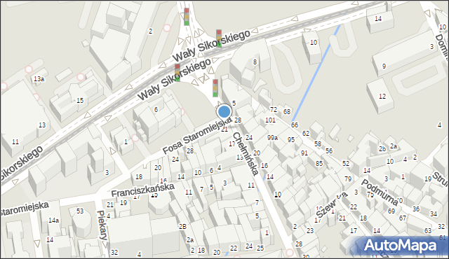 Toruń, Chełmińska, 21, mapa Torunia