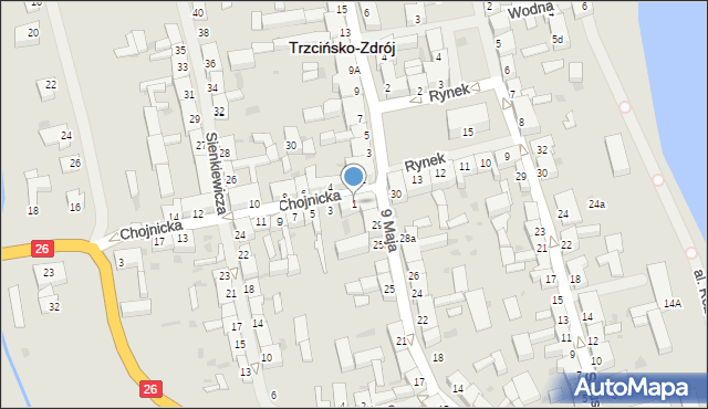 Trzcińsko-Zdrój, Chojnicka, 1, mapa Trzcińsko-Zdrój