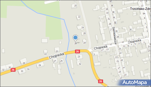 Trzcińsko-Zdrój, Chojnicka, 18, mapa Trzcińsko-Zdrój