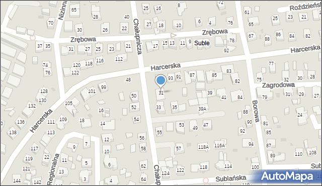 Tychy, Chałupnicza, 31, mapa Tychów