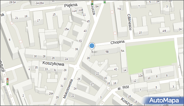 Warszawa, Chopina Fryderyka, 7, mapa Warszawy