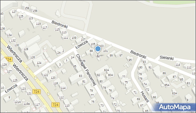 Warszawa, Chorągwi Pancernej, 84, mapa Warszawy