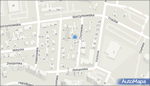 Warszawa, Chyrowska, 11, mapa Warszawy