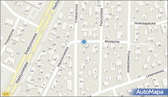 Warszawa, Chałupnicza, 12A, mapa Warszawy