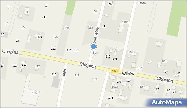 Wilkowa Wieś, Chopina Fryderyka, 112, mapa Wilkowa Wieś